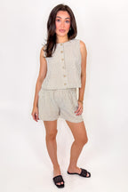 Buttoned Breeze Striped Top and Shorts Set - Madison and Mallory