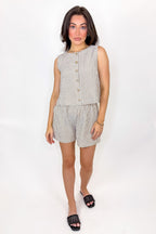 Buttoned Breeze Striped Top and Shorts Set - Madison and Mallory