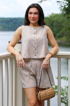 Buttoned Breeze Striped Top and Shorts Set - Madison and Mallory