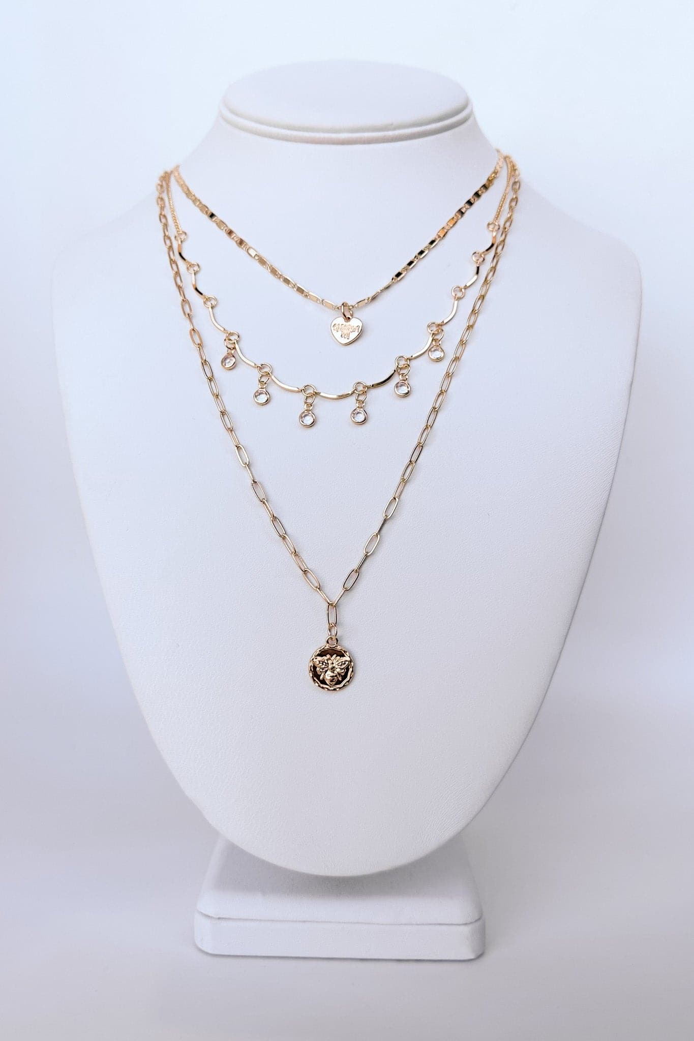 Gold Buzzing About Bee Coin Layered Necklace - BACK IN STOCK - Madison and Mallory