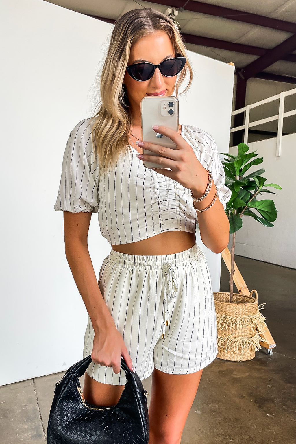 By the Bay Soft Striped Woven Drawstring Shorts - Madison and Mallory