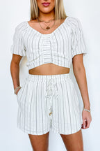 By the Bay Soft Striped Woven Drawstring Shorts - Madison and Mallory