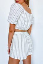 By the Bay Soft Striped Woven Drawstring Shorts - Madison and Mallory