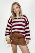 Oxblood / S Harvest Lines Striped Knit Sweater - FINAL SALE - Madison and Mallory