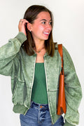 Light Olive / S Vintage Drift Acid Washed Fleece Jacket - BACK IN STOCK - Madison and Mallory