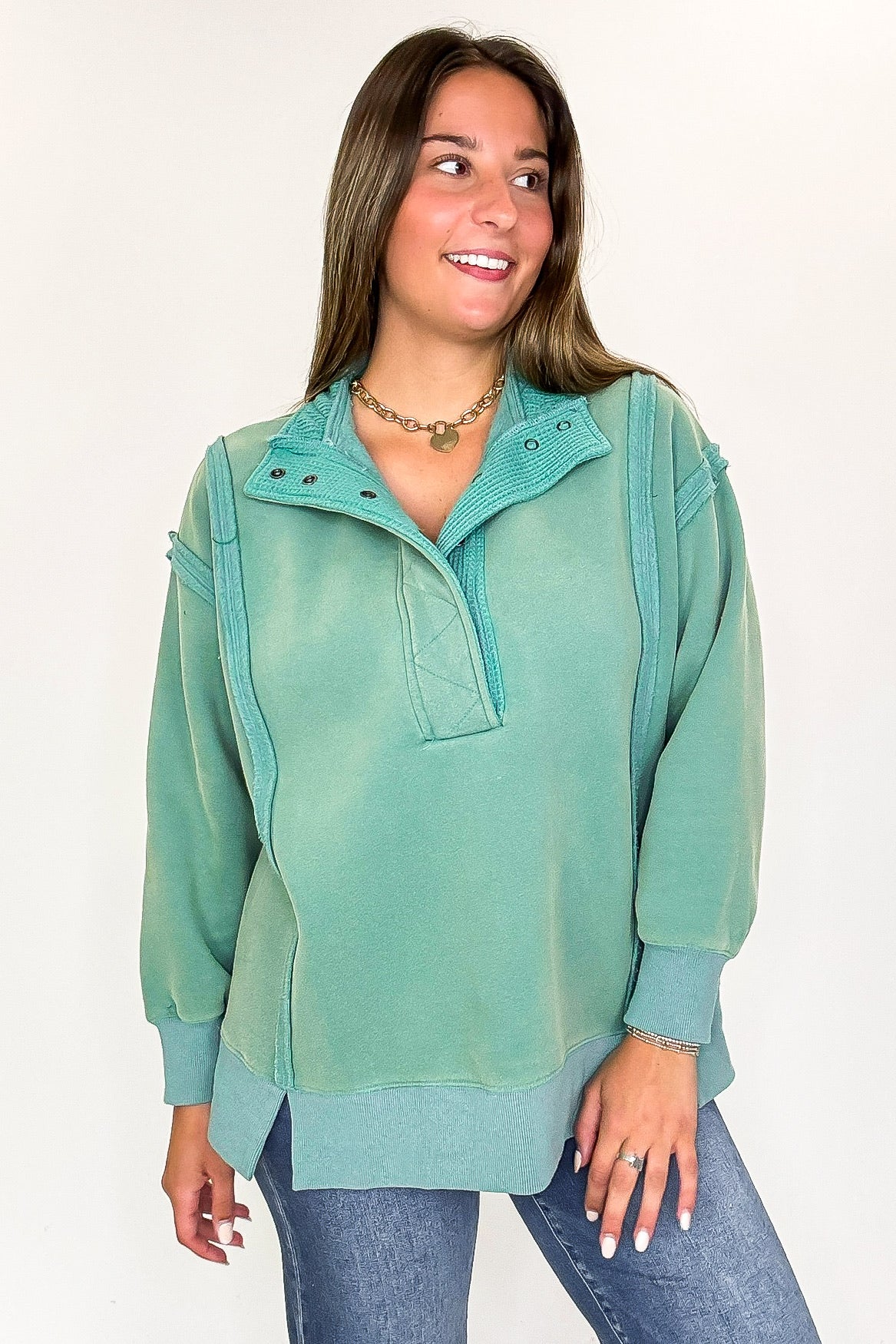 Summit Comfort Thermal Placket Detail Sweatshirt - Madison and Mallory