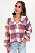 Cabin Glow Plaid Fleece Pullover - FINAL SALE - Madison and Mallory