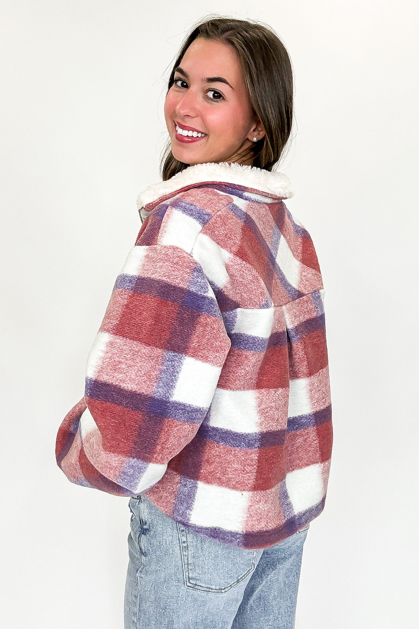 Cabin Glow Plaid Fleece Pullover - Madison and Mallory