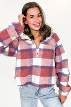 Cabin Glow Plaid Fleece Pullover - FINAL SALE - Madison and Mallory
