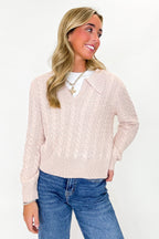Cable Frame Knit Collared Sweater - FINAL SALE - Madison and Mallory