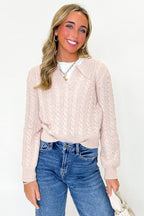 Cable Frame Knit Collared Sweater - FINAL SALE - Madison and Mallory