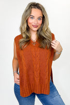 Cable Lane V-Neck Drop Shoulder Sweater Vest - FINAL SALE - Madison and Mallory