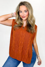 Cable Lane V-Neck Drop Shoulder Sweater Vest - FINAL SALE - Madison and Mallory