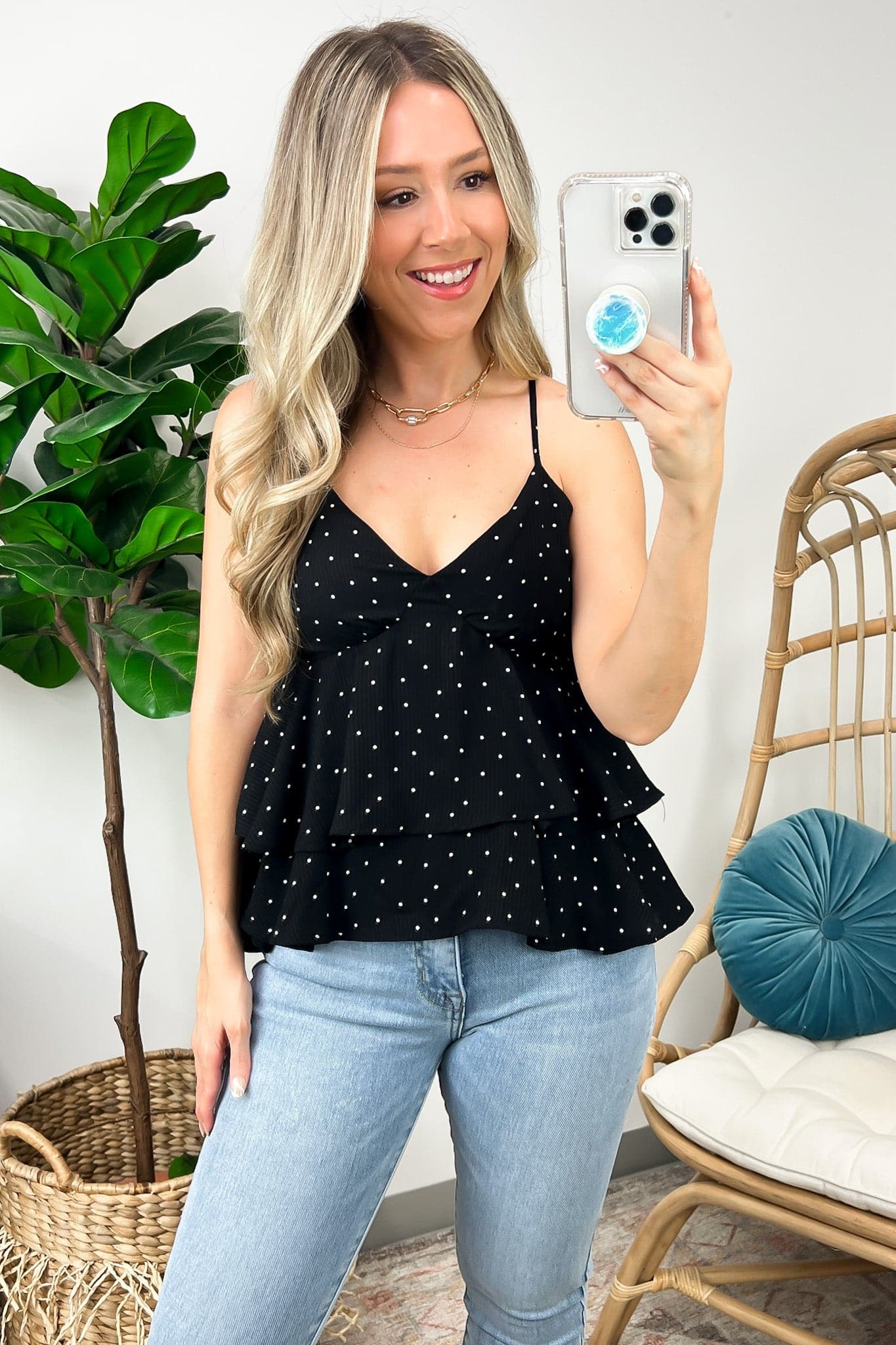  Cadarette Polka Dot Tiered Top - FINAL SALE - Madison and Mallory