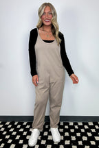 Ash Mocha / SM Calculated Charm Knit Relaxed Pocket Jumpsuit - FINAL SALE - Madison and Mallory