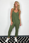 Light Olive / SM Calculated Charm Knit Relaxed Pocket Jumpsuit - FINAL SALE - Madison and Mallory