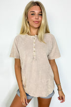Caleb Acid Wash Raglan Button Henley Top - FINAL SALE - Madison and Mallory