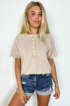 Caleb Acid Wash Raglan Button Henley Top - FINAL SALE - Madison and Mallory