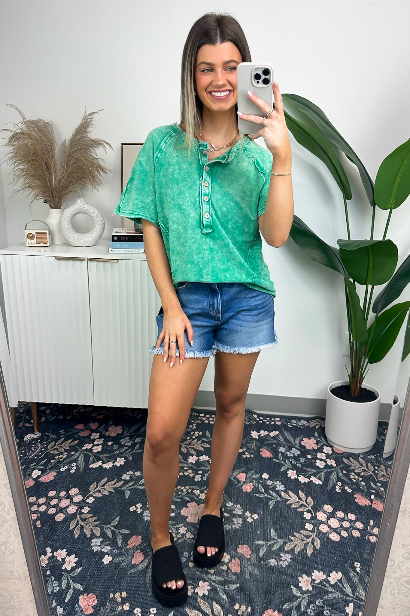 Caleb Acid Wash Raglan Button Henley Top - FINAL SALE - Madison and Mallory