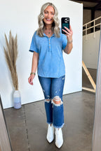  Caleb Acid Wash Raglan Button Henley Top - BACK IN STOCK - Madison and Mallory