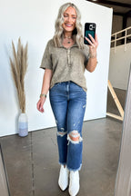  Caleb Acid Wash Raglan Button Henley Top - BACK IN STOCK - Madison and Mallory