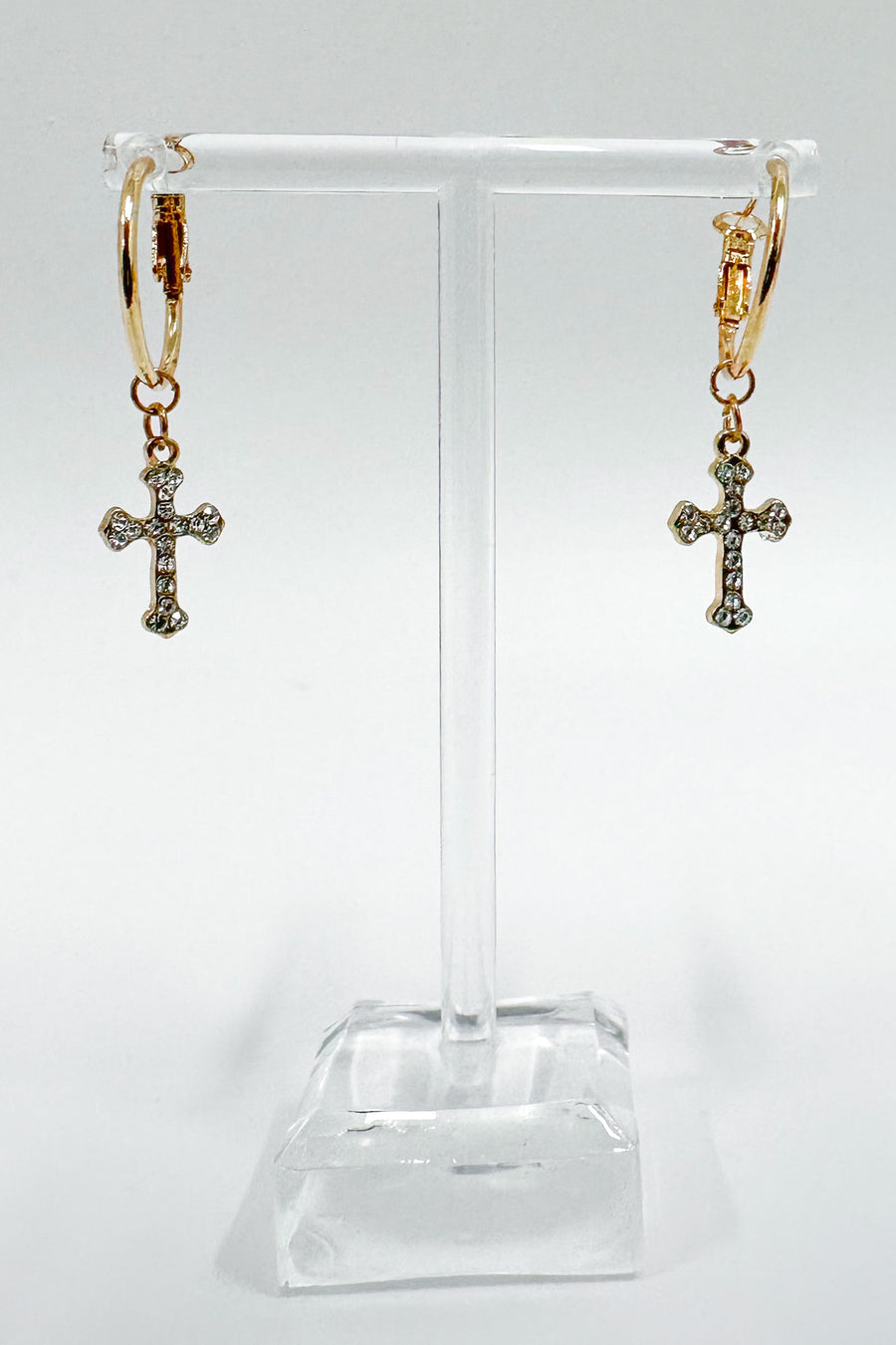  Caledoniah Crystal Cross Hoop Earrings - Madison and Mallory
