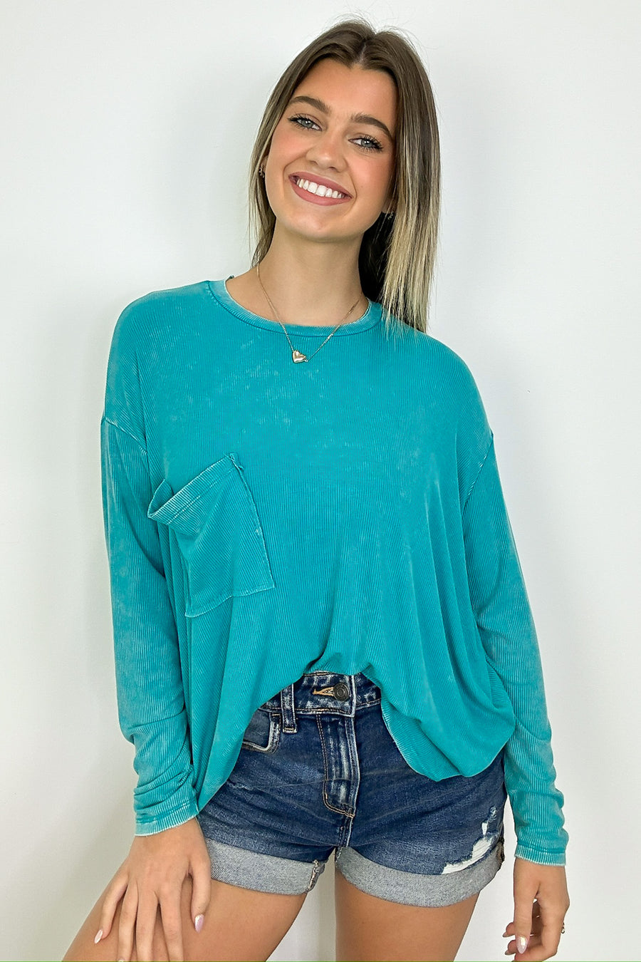  Caliana Washed Dolman Sleeve Pocket Top - BACK IN STOCK - Madison and Mallory