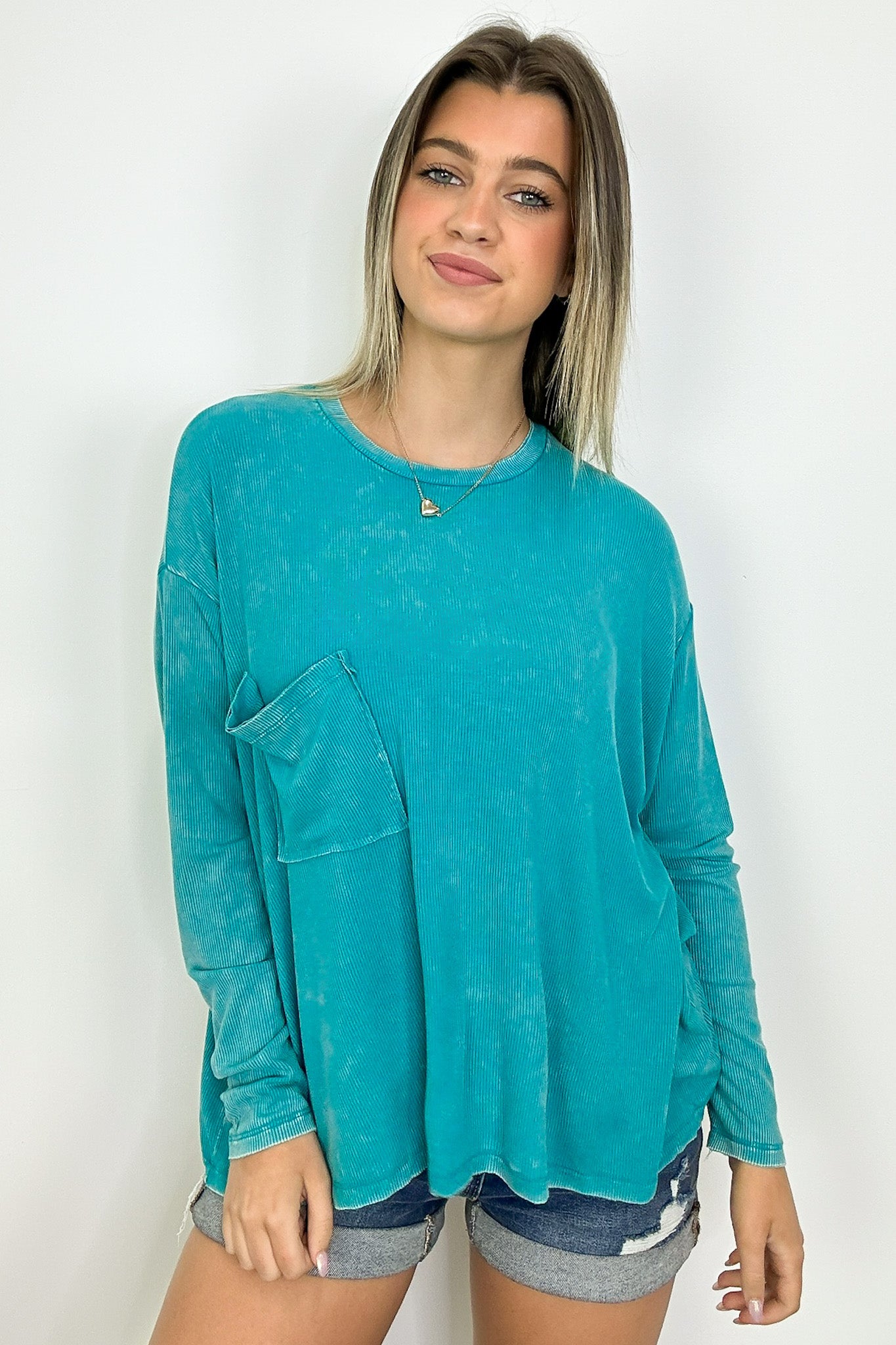  Caliana Washed Dolman Sleeve Pocket Top - BACK IN STOCK - Madison and Mallory