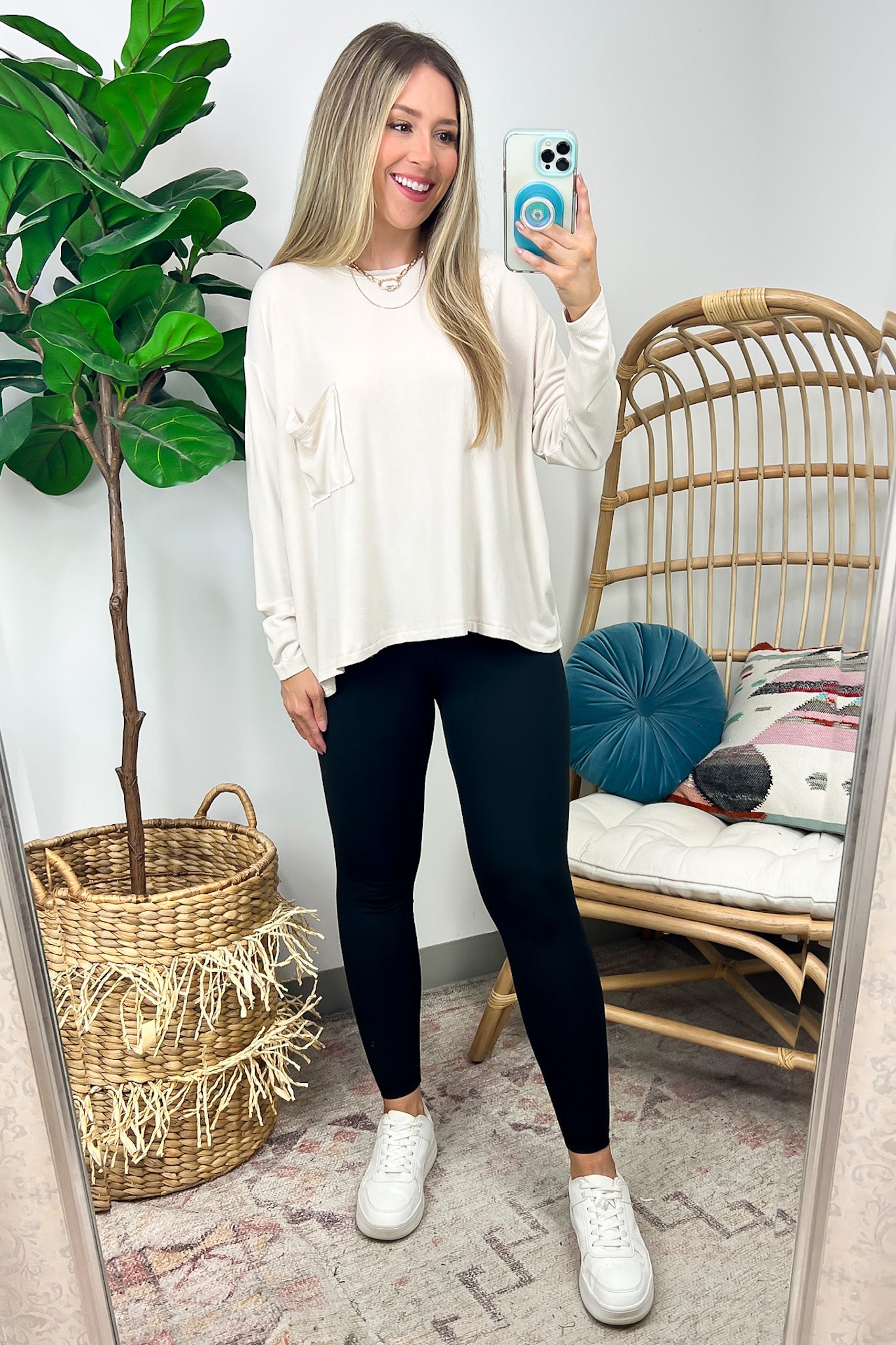  Caliana Washed Dolman Sleeve Pocket Top - BACK IN STOCK - Madison and Mallory