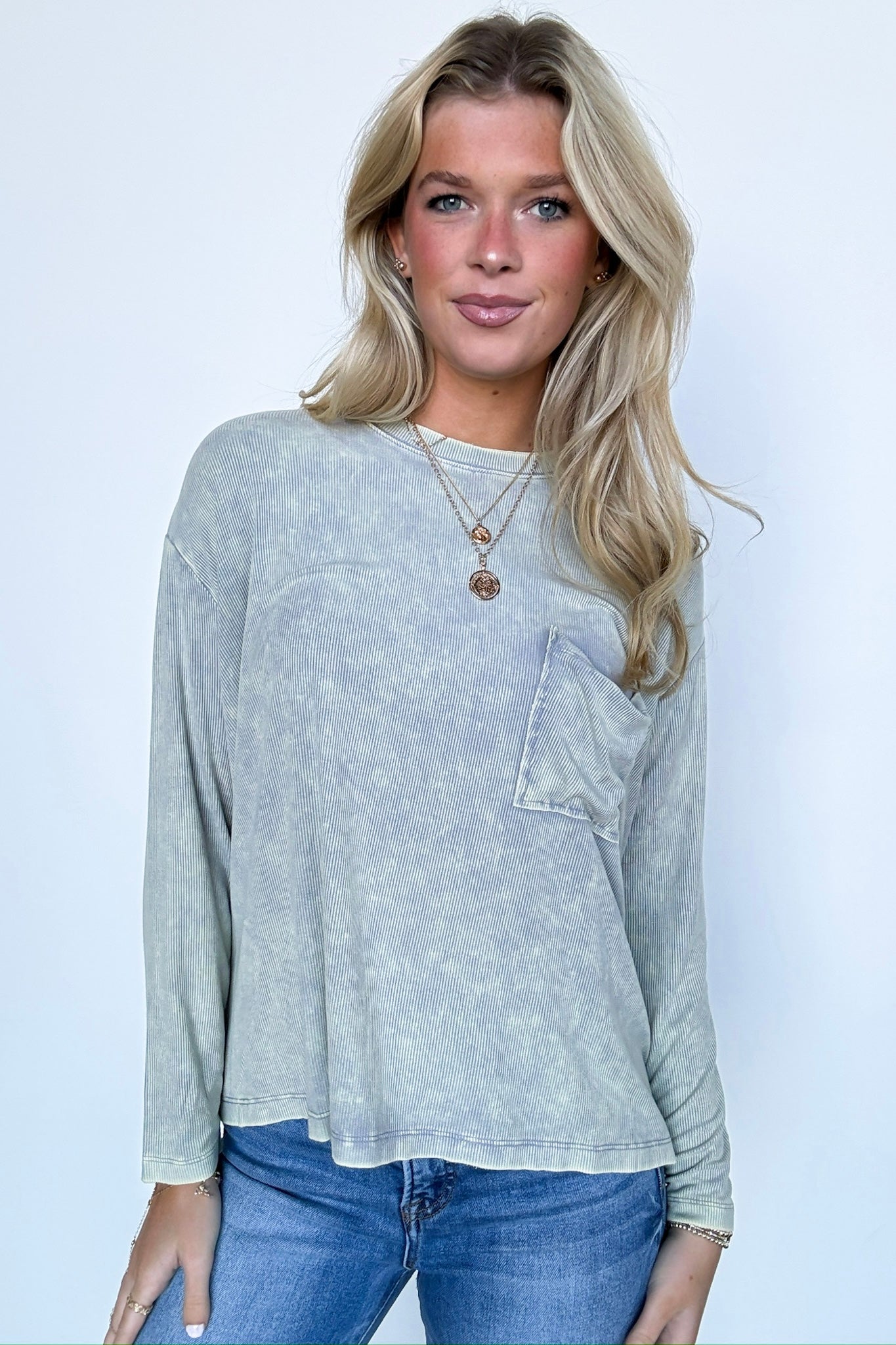 Caliana Washed Dolman Sleeve Pocket Top - BACK IN STOCK