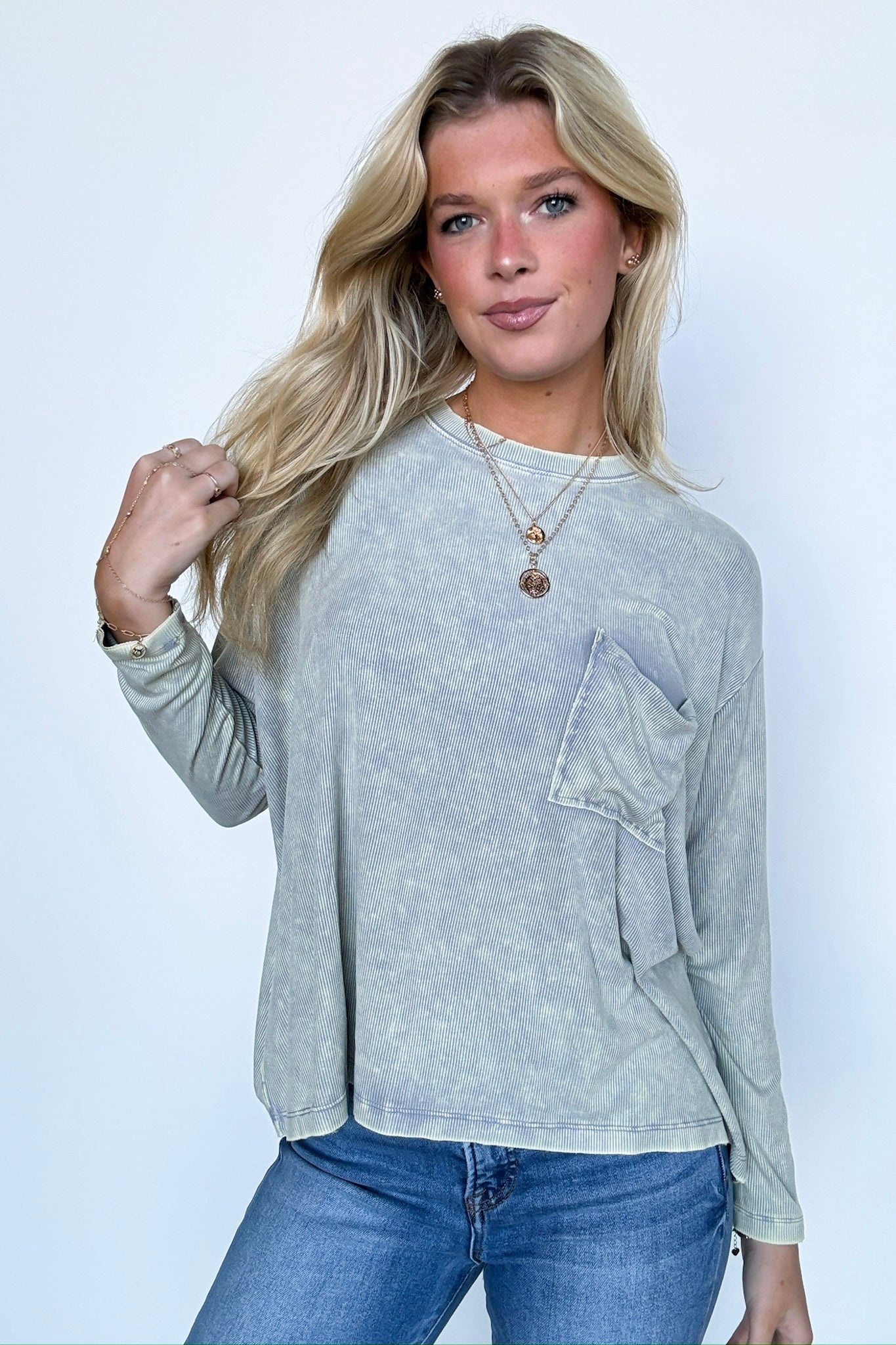 Caliana Washed Dolman Sleeve Pocket Top - BACK IN STOCK - Madison and Mallory