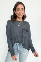 Caliana Washed Dolman Sleeve Pocket Top - BACK IN STOCK - Madison and Mallory