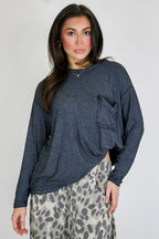 Caliana Washed Dolman Sleeve Pocket Top