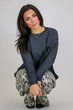 Caliana Washed Dolman Sleeve Pocket Top