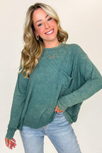 Ash Jade / SM Caliana Washed Dolman Sleeve Pocket Top - Madison and Mallory