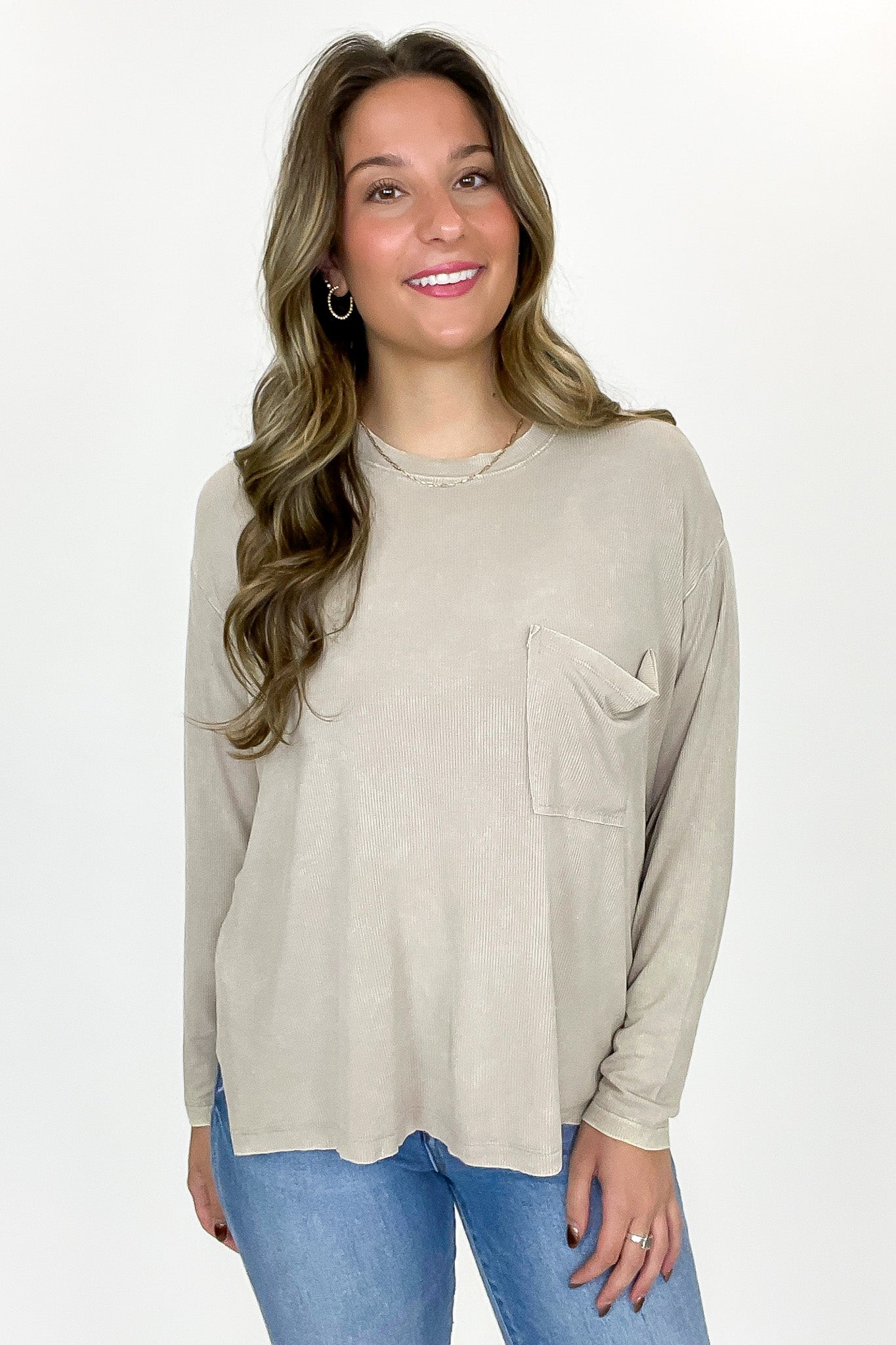 Caliana Washed Dolman Sleeve Pocket Top - BACK IN STOCK