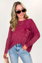 Caliana Washed Dolman Sleeve Pocket Top - BACK IN STOCK - Madison and Mallory
