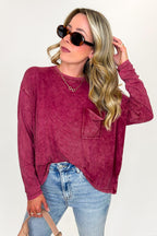 Cabernet / SM Caliana Washed Dolman Sleeve Pocket Top - Madison and Mallory