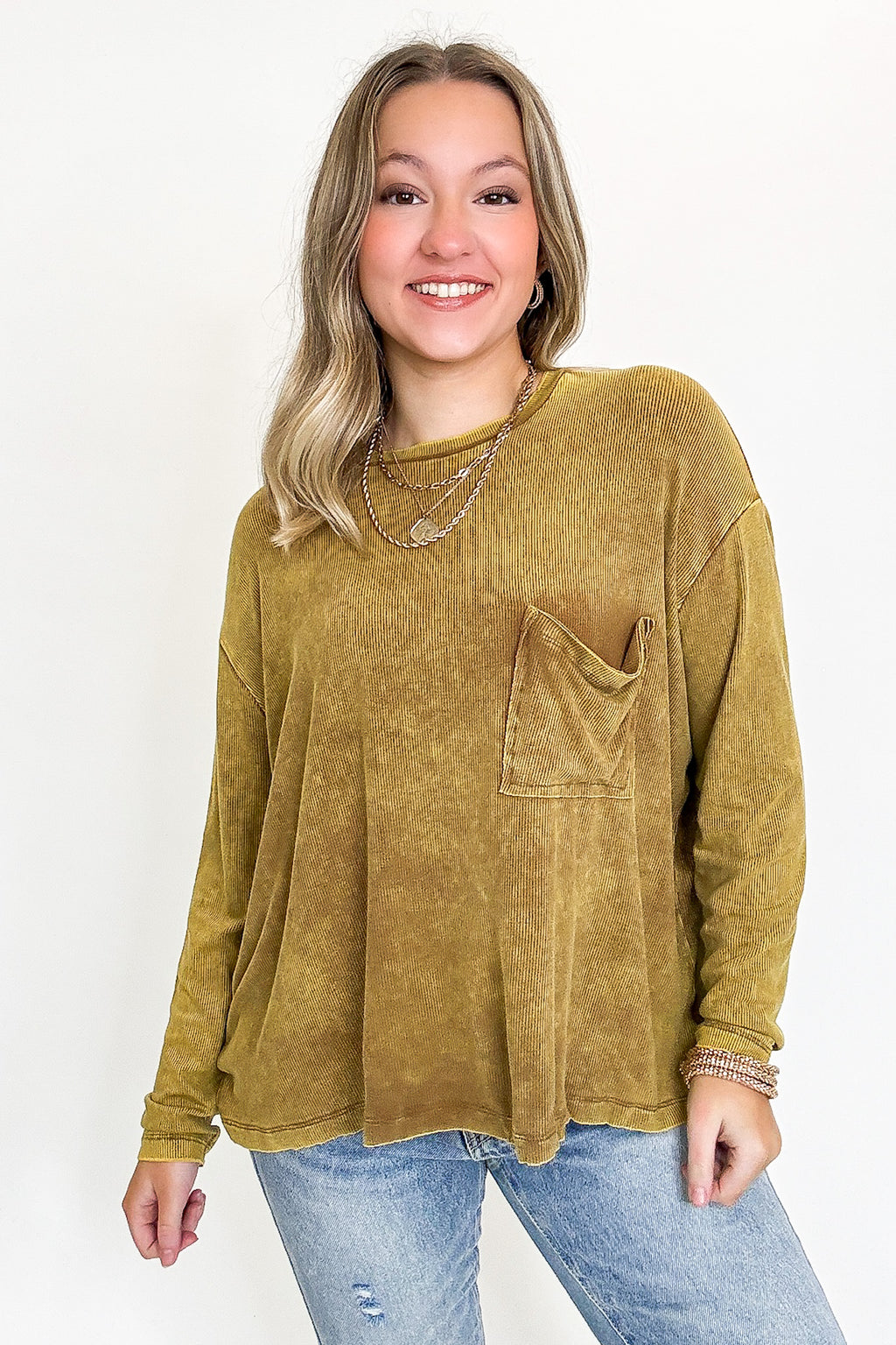 Caliana Washed Dolman Sleeve Pocket Top - BACK IN STOCK - Madison and Mallory