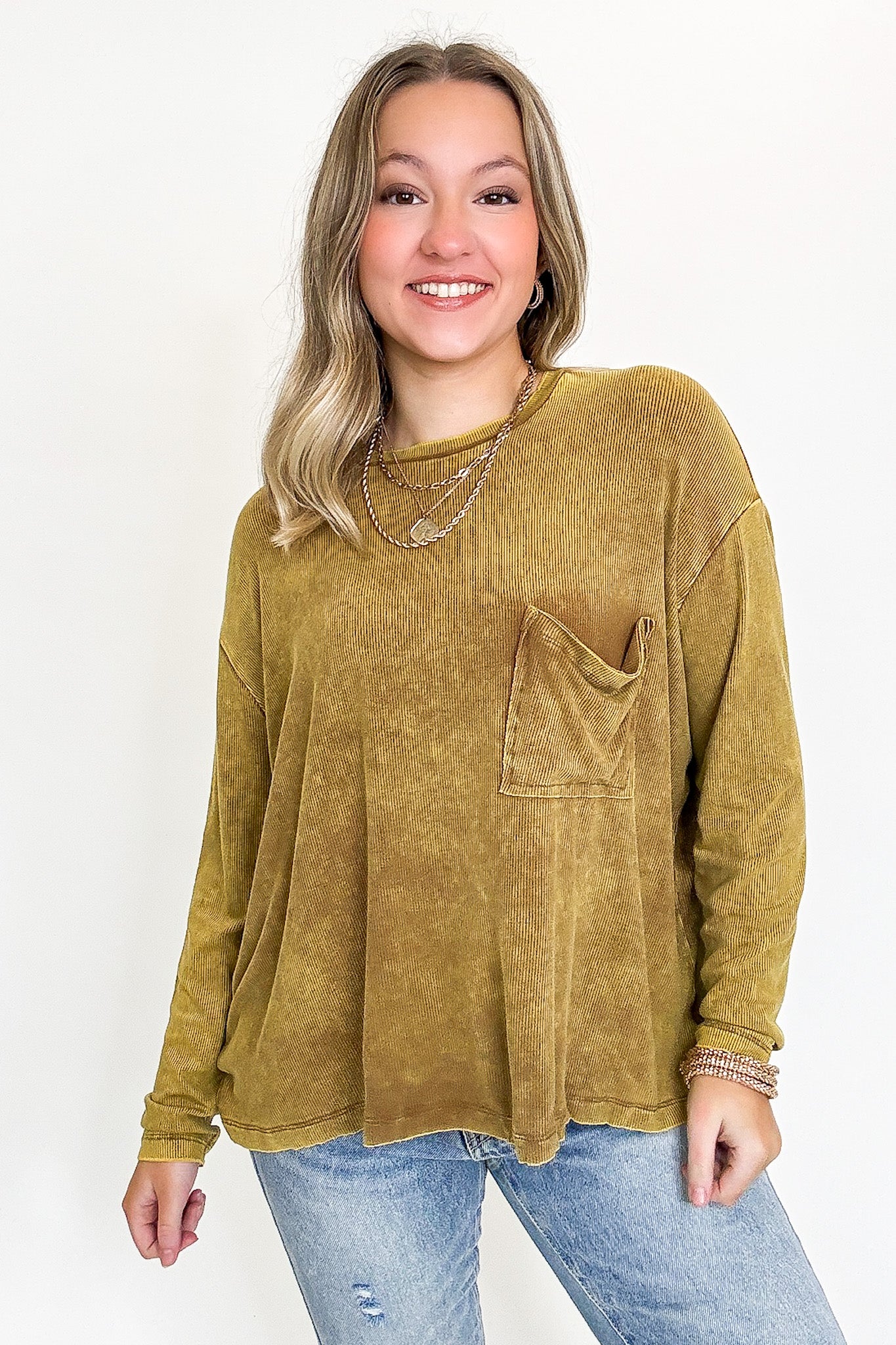 Caliana Washed Dolman Sleeve Pocket Top - BACK IN STOCK
