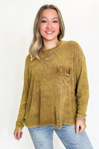 Caliana Washed Dolman Sleeve Pocket Top - BACK IN STOCK - Madison and Mallory