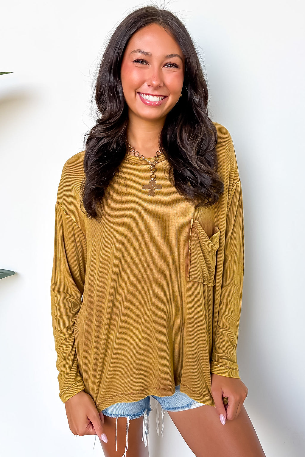 Caliana Washed Dolman Sleeve Pocket Top - BACK IN STOCK