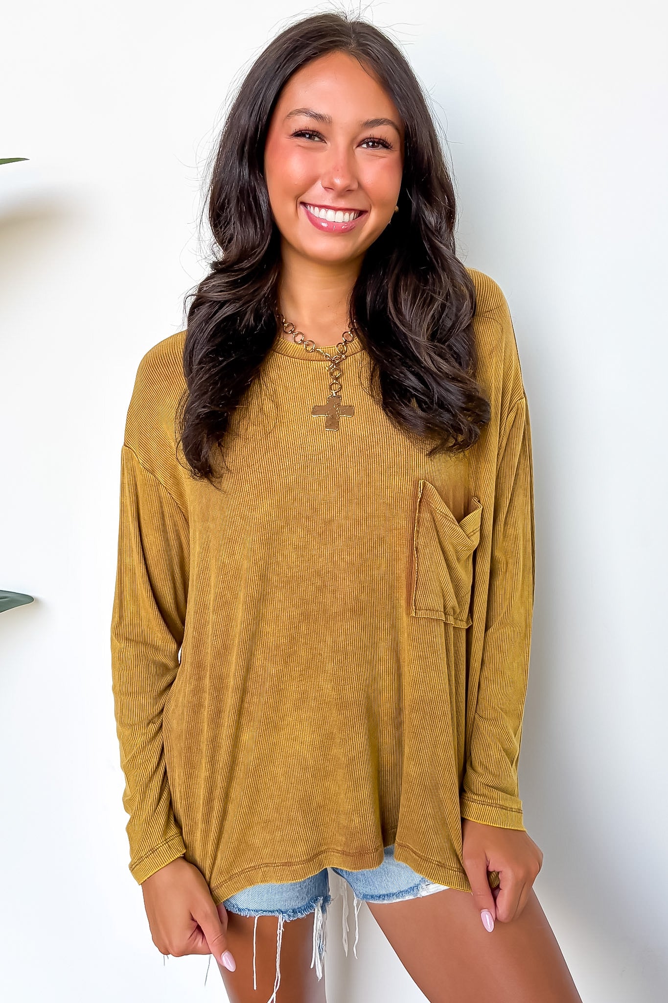 Caliana Washed Dolman Sleeve Pocket Top - BACK IN STOCK