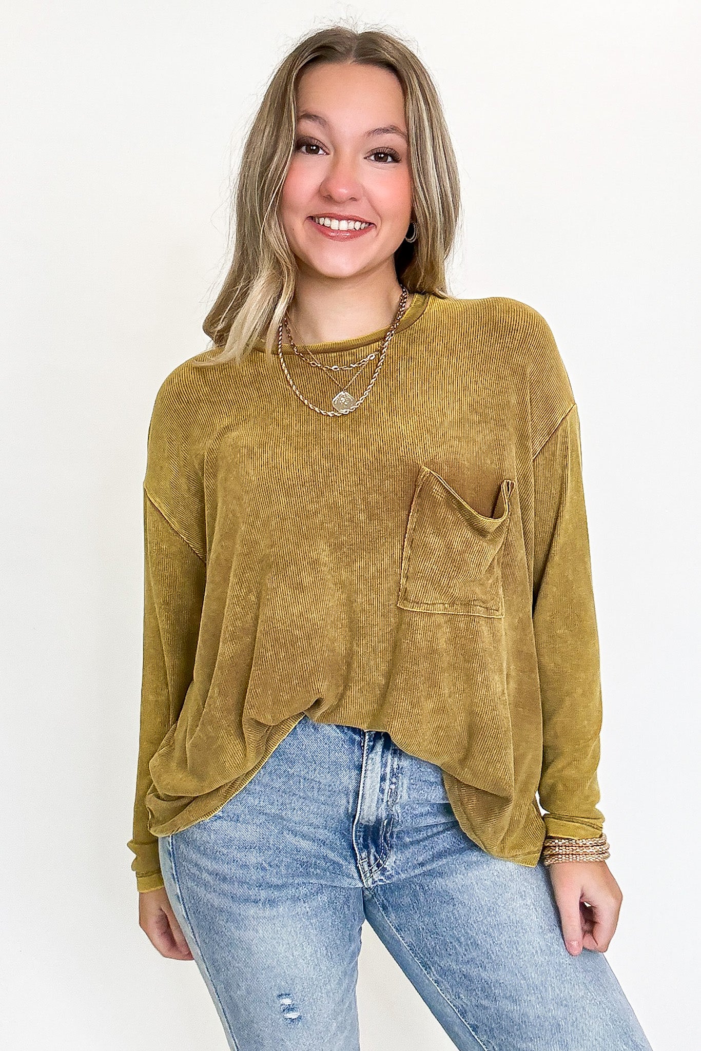 Caliana Washed Dolman Sleeve Pocket Top - BACK IN STOCK - Madison and Mallory