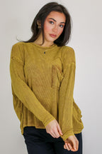 Caliana Washed Dolman Sleeve Pocket Top - Madison and Mallory