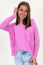 Caliana Washed Dolman Sleeve Pocket Top - BACK IN STOCK