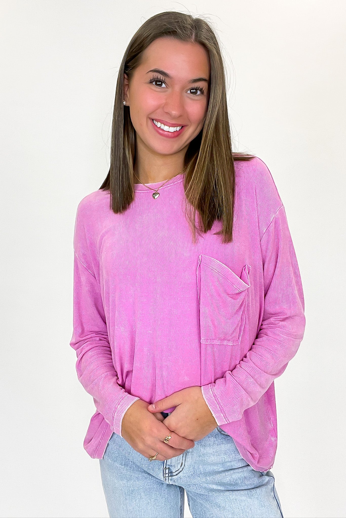 Candy Pink / SM Caliana Washed Dolman Sleeve Pocket Top - BACK IN STOCK - Madison and Mallory