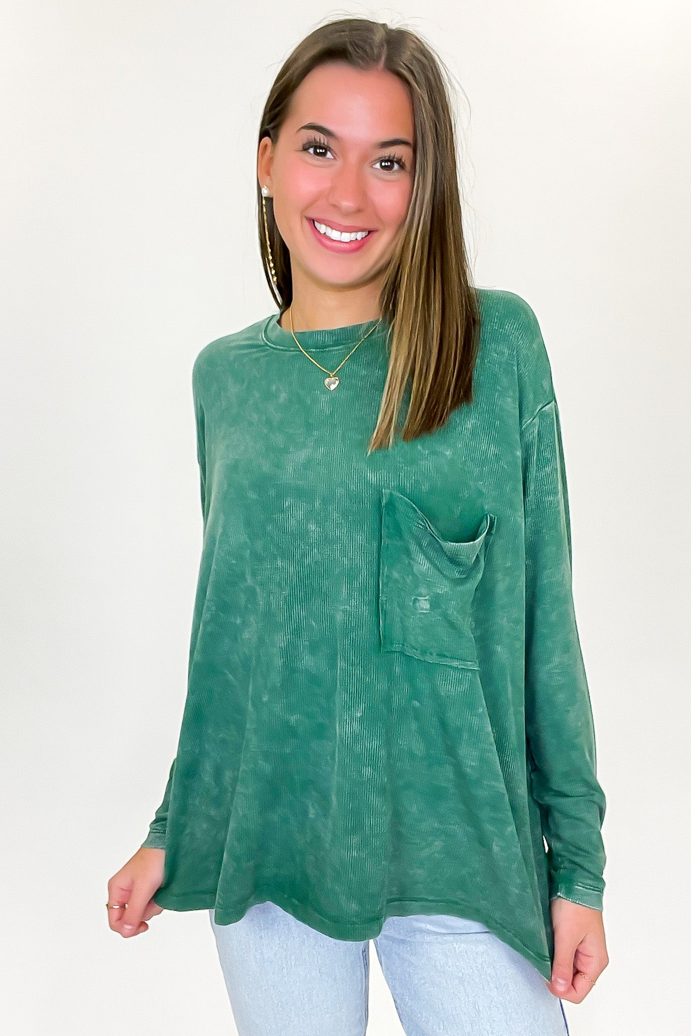 Caliana Washed Dolman Sleeve Pocket Top - BACK IN STOCK