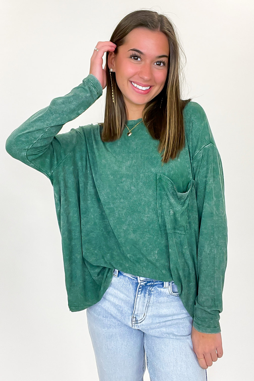 Caliana Washed Dolman Sleeve Pocket Top - BACK IN STOCK - Madison and Mallory