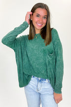 Caliana Washed Dolman Sleeve Pocket Top - BACK IN STOCK - Madison and Mallory